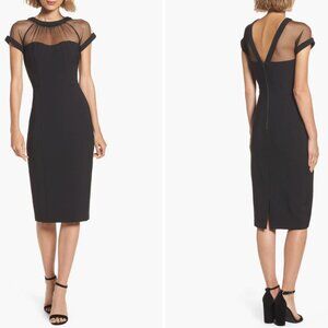 Maggie London Illusion Yoke Crepe Cocktail Dress